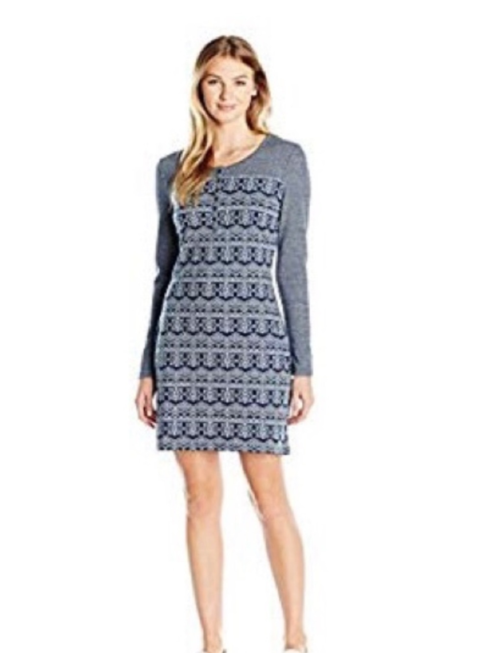 KAVU Blake Long Sleeve Dress Size Large Blue Aztec Southwestern Print